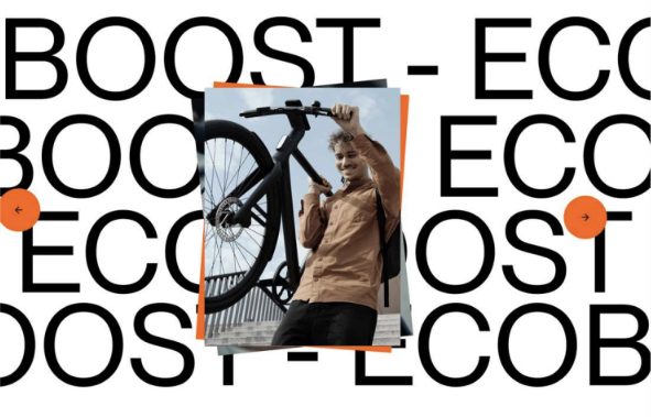 EcoBoost bicycle website with large repeating type